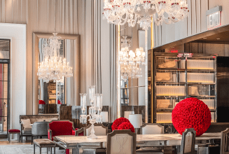 The lobby of Baccarat Hotel New York