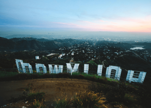 The Hollywood sign pictured from behind
